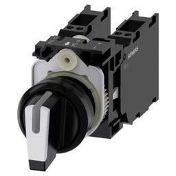 Selector 3SU, 22mm, plástico, blanco, 1NA+1NC, resorte