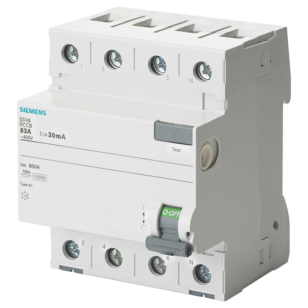 Interruptor diferencial, 4 polos, tipo AC, 25A, 300mA