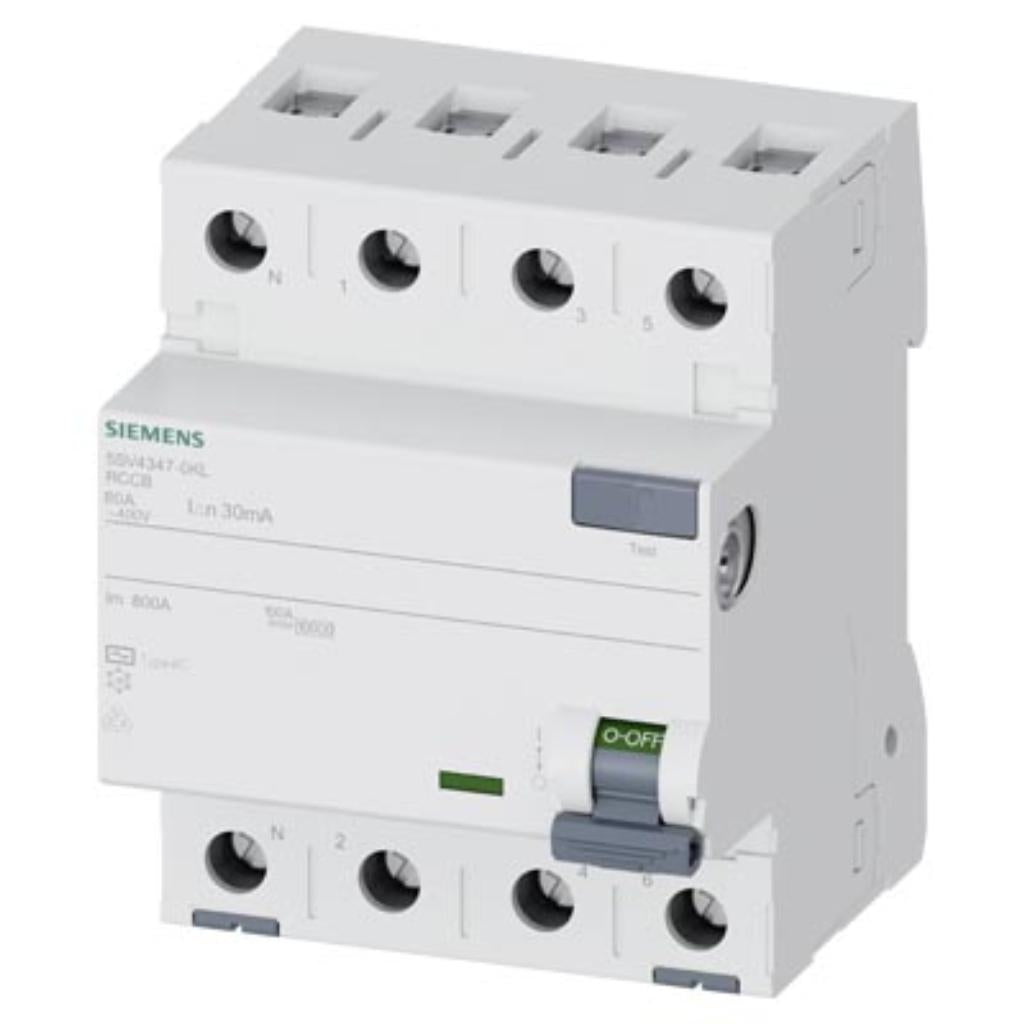 Interruptor diferencial, 4 polos, tipo AC, 80A, 30mA