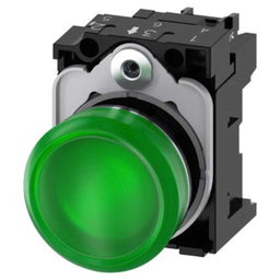 Pulsador 3SU, 22mm, metal, verde, tornillo