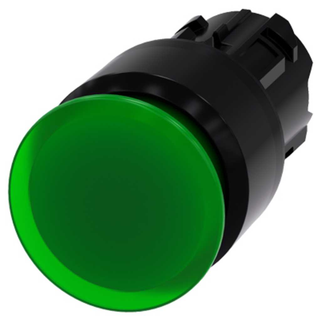 Cabeza seta 3SU, 22mm, plástico, verde, seta