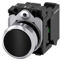Cabeza pulsador 3SU, 22mm, metal, negro, rasante