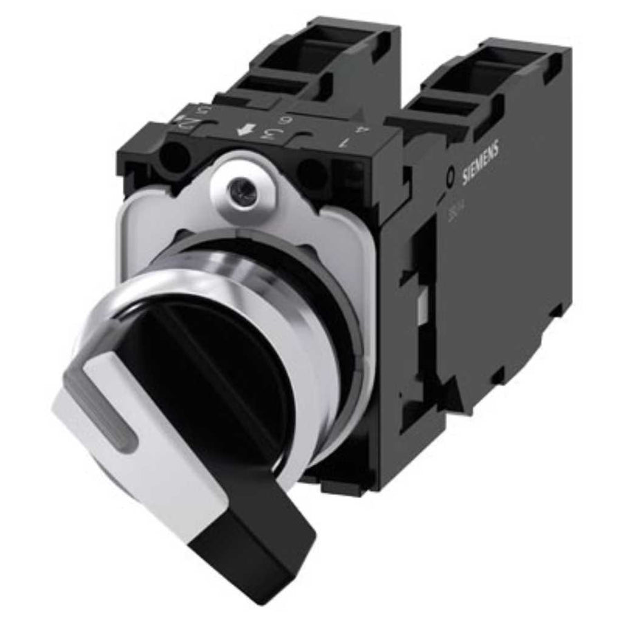 Selector 3SU, 22mm, metal, blanco, 1NA+1NC, tornillo