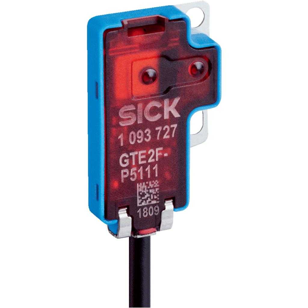 Fotocélula detección sobre objeto GTE2F LED, NPN, oscuro, cable M8 3P 200mm