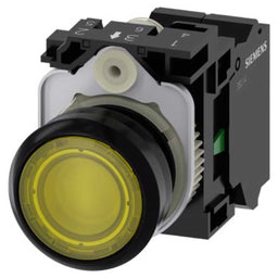 Pulsador 3SU, 22mm, plástico, amarillo, 1NA, resorte
