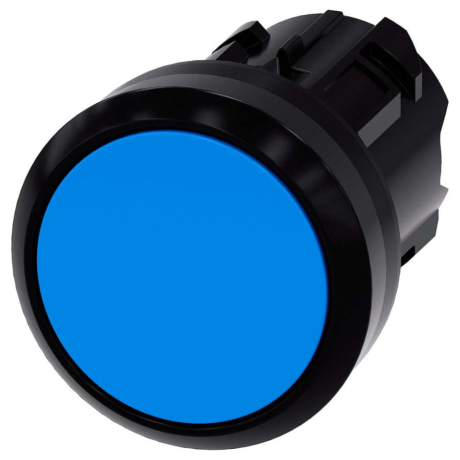 Cabeza pulsador 3SU, 22mm, plástico, azul, rasante