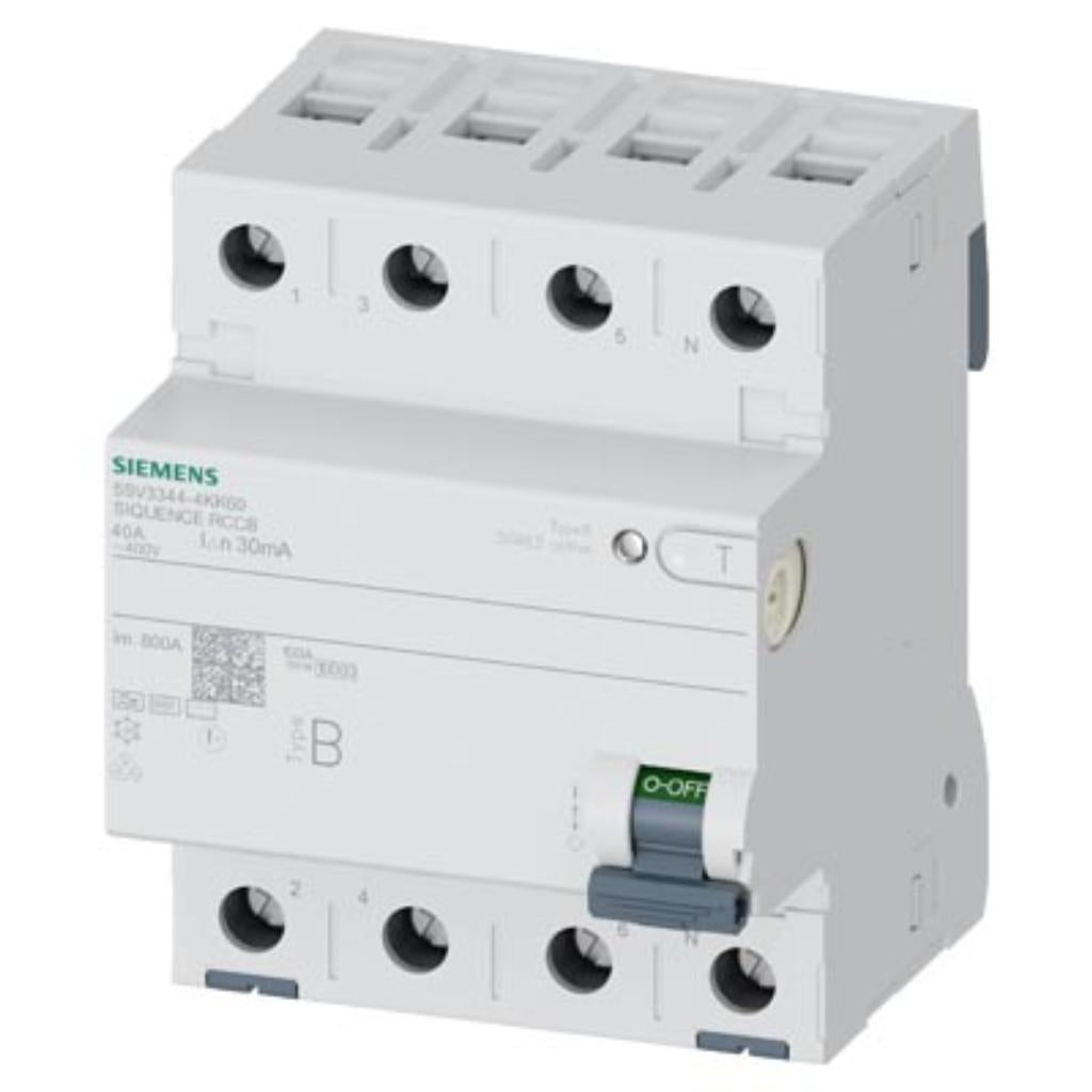 Interruptor diferencial, 4 polos, tipo B, 400V, 40A, 30mA