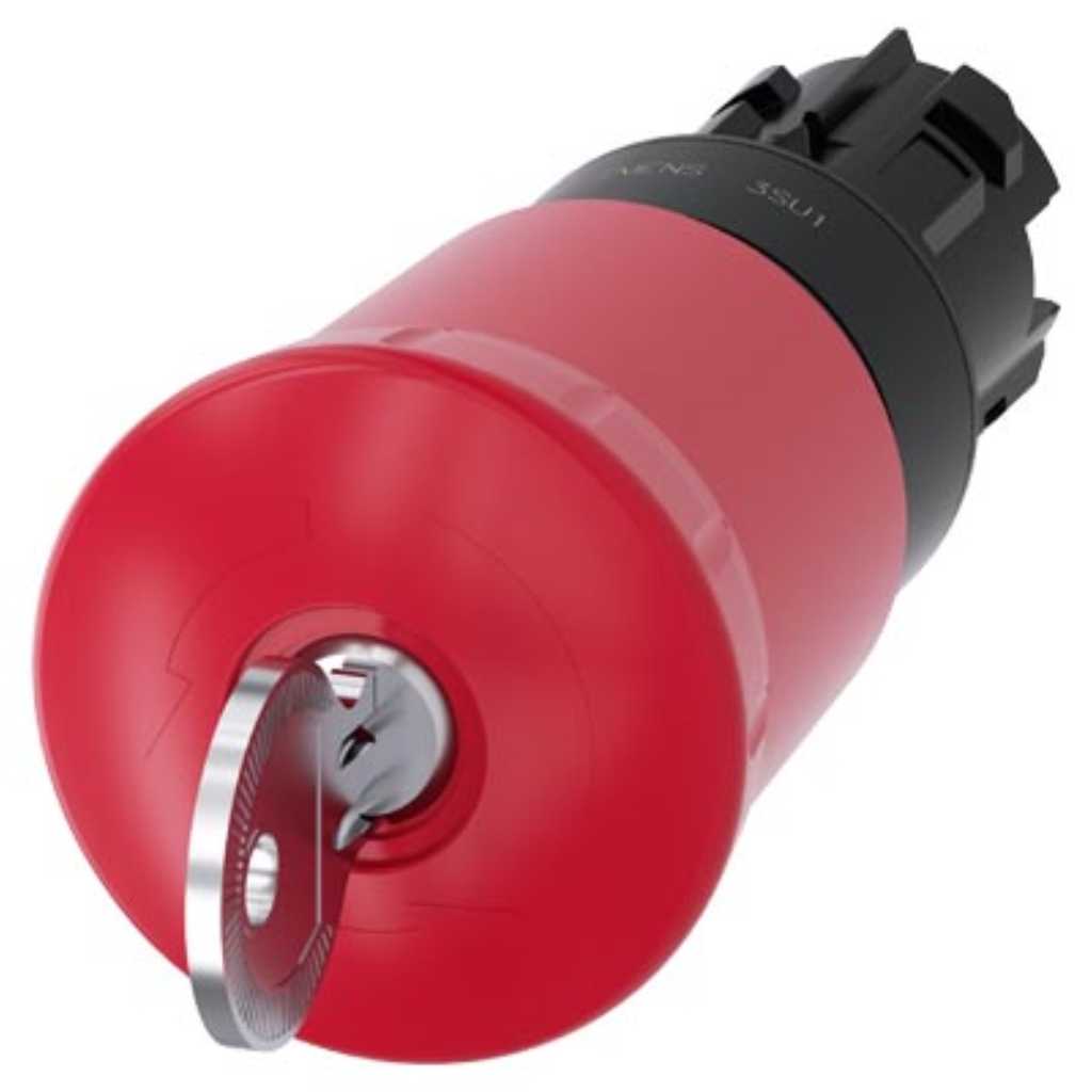 Cabeza llave 3SU, 22mm, plástico, rojo, seta