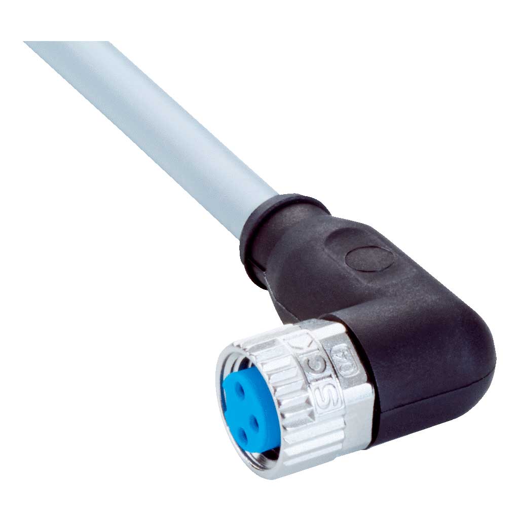 Cable sensor YG8, hembra M8 3P acodado cod.A, abierto, sin apant., 2m 3H PVC
