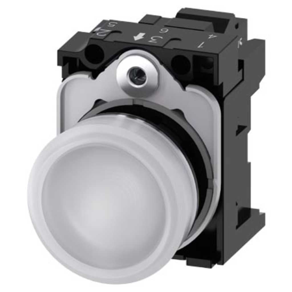 Pulsador 3SU, 22mm, metal, blanco, resorte