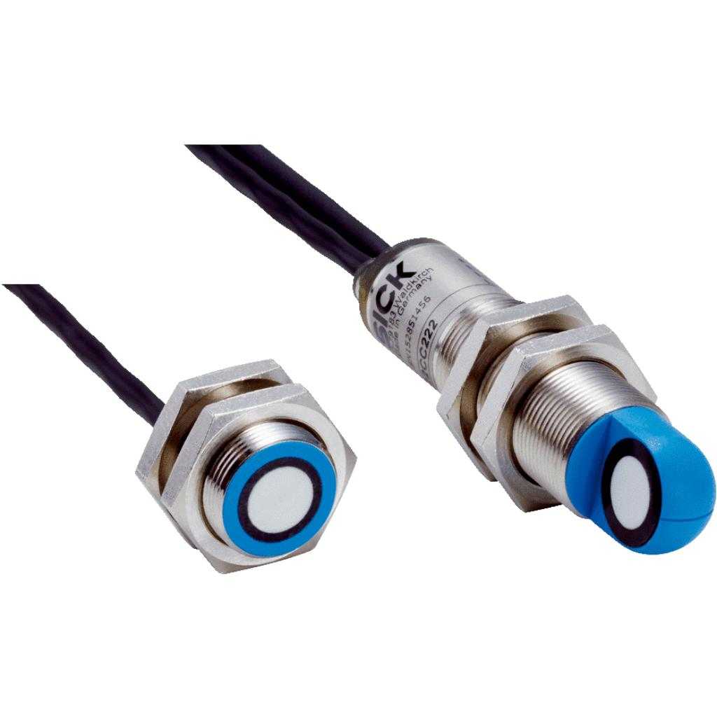 Sensor ultrasonido UD18, Acodado, 2 x NPN