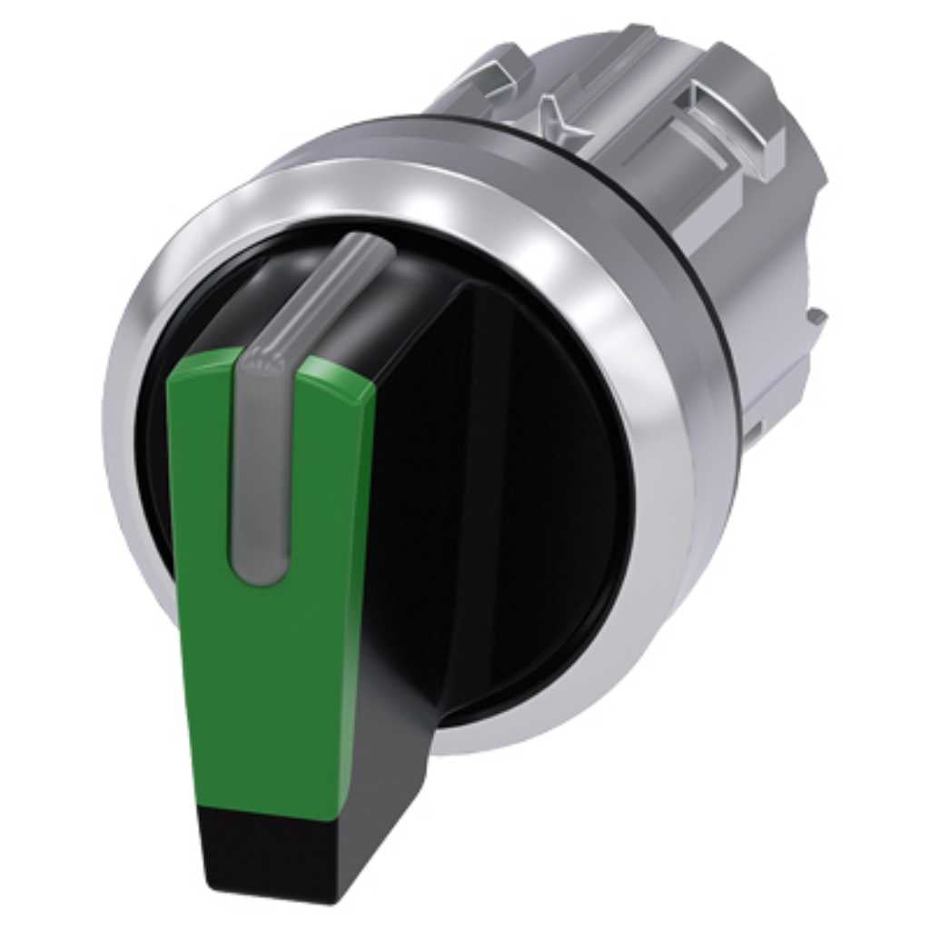 Cabeza selector 3SU, 22mm, metal, verde, selector