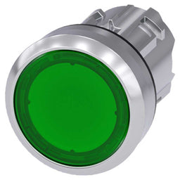 Cabeza pulsador 3SU, 22mm, metal, verde, rasante