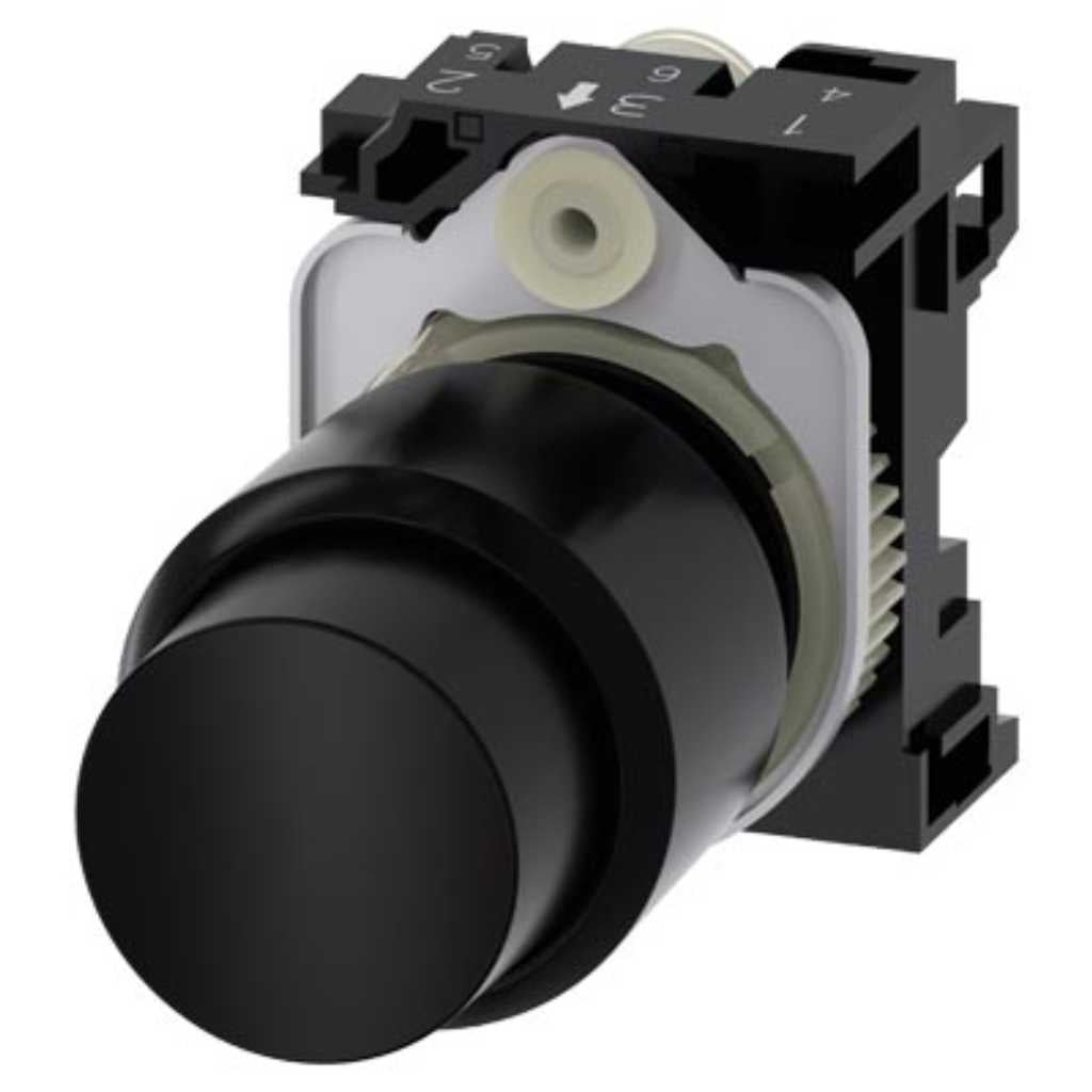 Pulsador 3SU, 12mm, plástico, negro