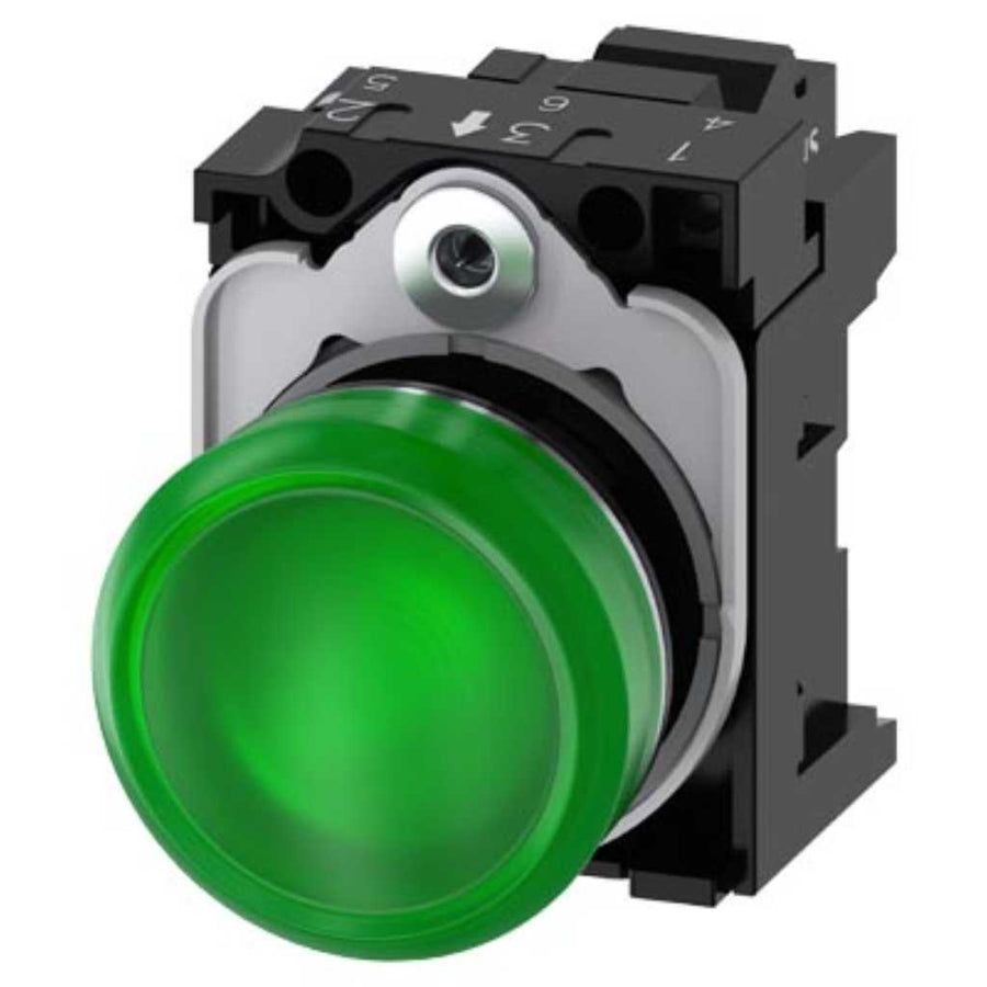 Pulsador 3SU, 22mm, metal, verde, resorte