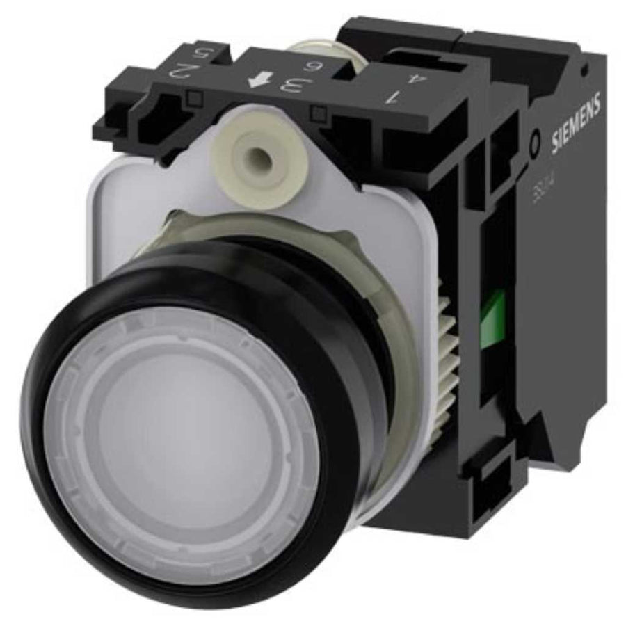 Pulsador 3SU, 22mm, plástico, blanco, 1NA, resorte