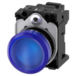 Pulsador 3SU, 22mm, metal, azul, resorte