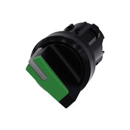 Cabeza selector 3SU, 22mm, plástico, verde, selector