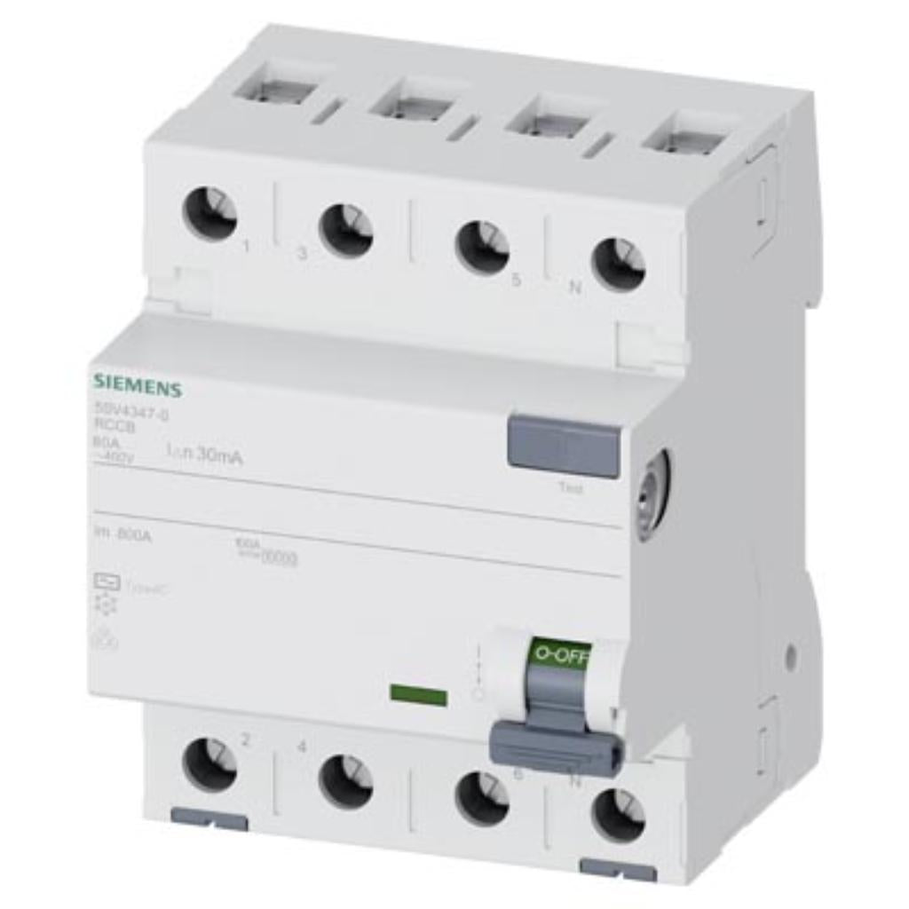 Interruptor diferencial, 4 polos, tipo AC, 80A, 30mA
