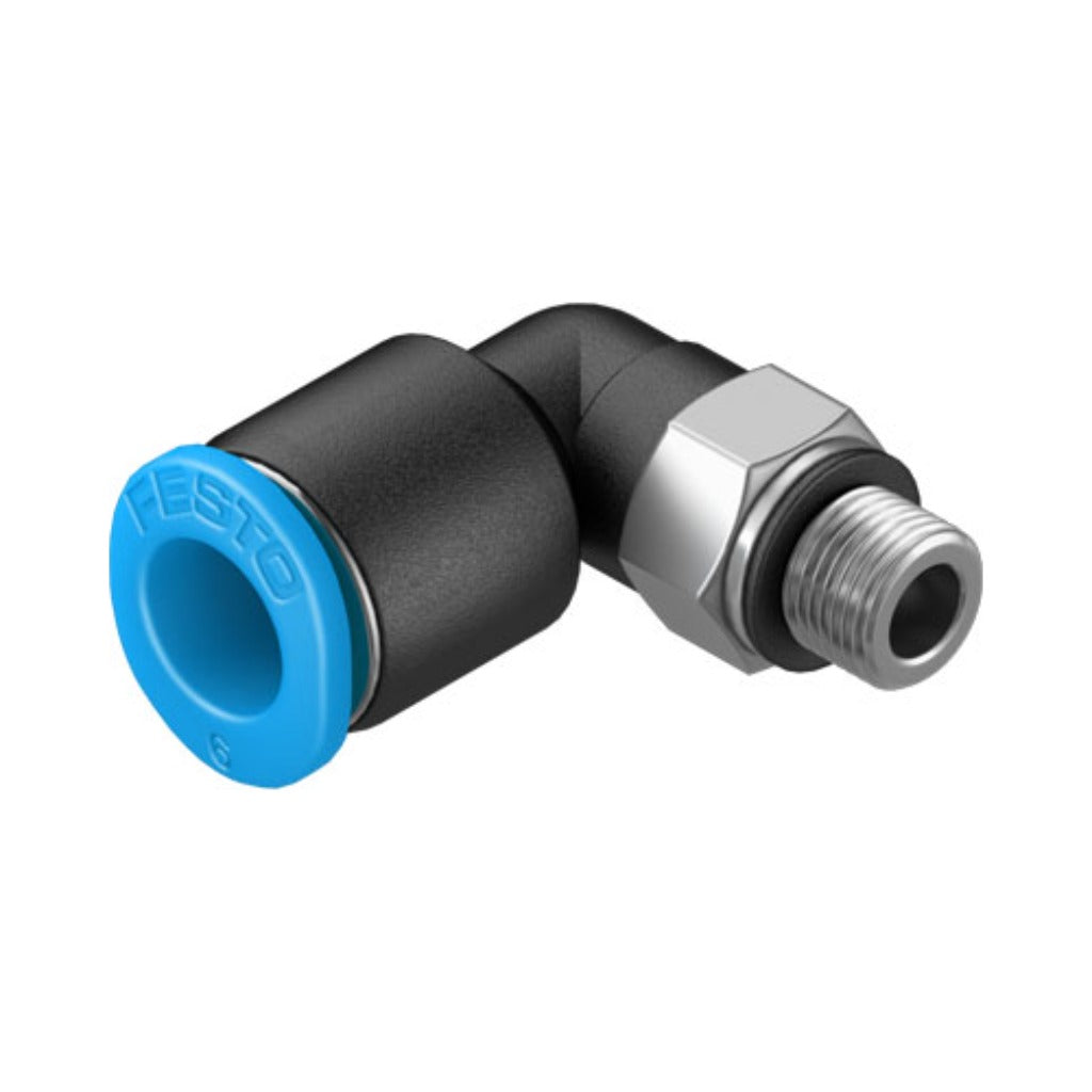 Racor mini codo QSML, M5, tubo 6 mm